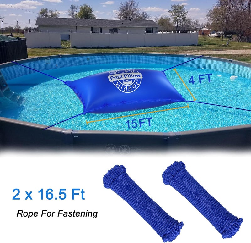 Hidbot Pool Pillows for Above Ground Pools 4x15ft, 0.4mm Ultra Thick Pool Air Pillows for Closing Winter,Cold-Resistant Pool Winterizing Pillow for Above Ground Winter Pool Cover (2x16.5ft Rope Included) - Image 3